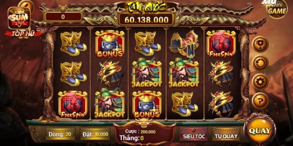 Nổ hũ Khởi Nghĩa Tam Quốc SumClub được thiết kế giao diện thân thiện, dễ chơi