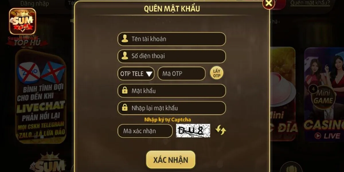 Thông tin đến anh em cách lấy lại mật khẩu Sumclub vô cùng đơn giản